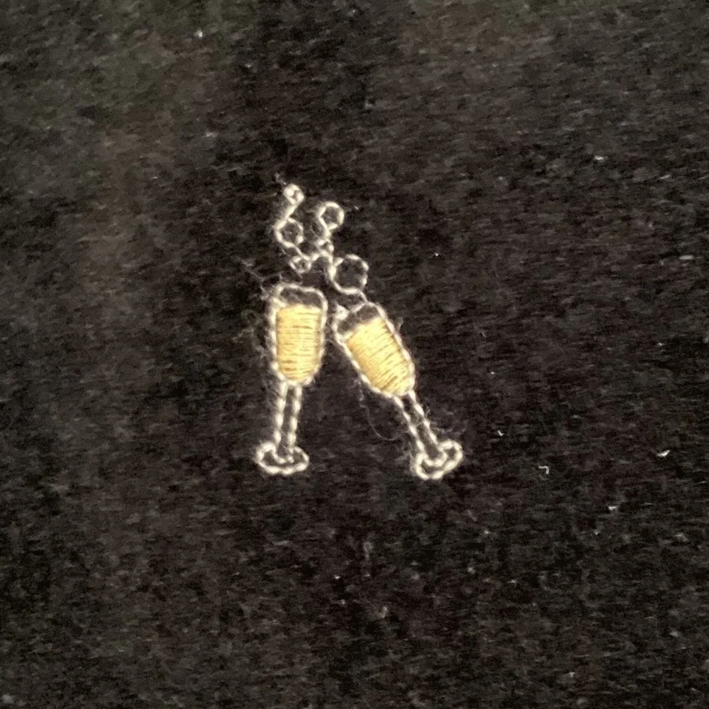 Talbots Velveteen Straight Leg Pant Black Embroidered Champagne Pop NWT - Size 4